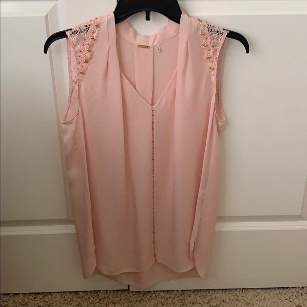 Blousy Ellie Tahari pink and gold blouse